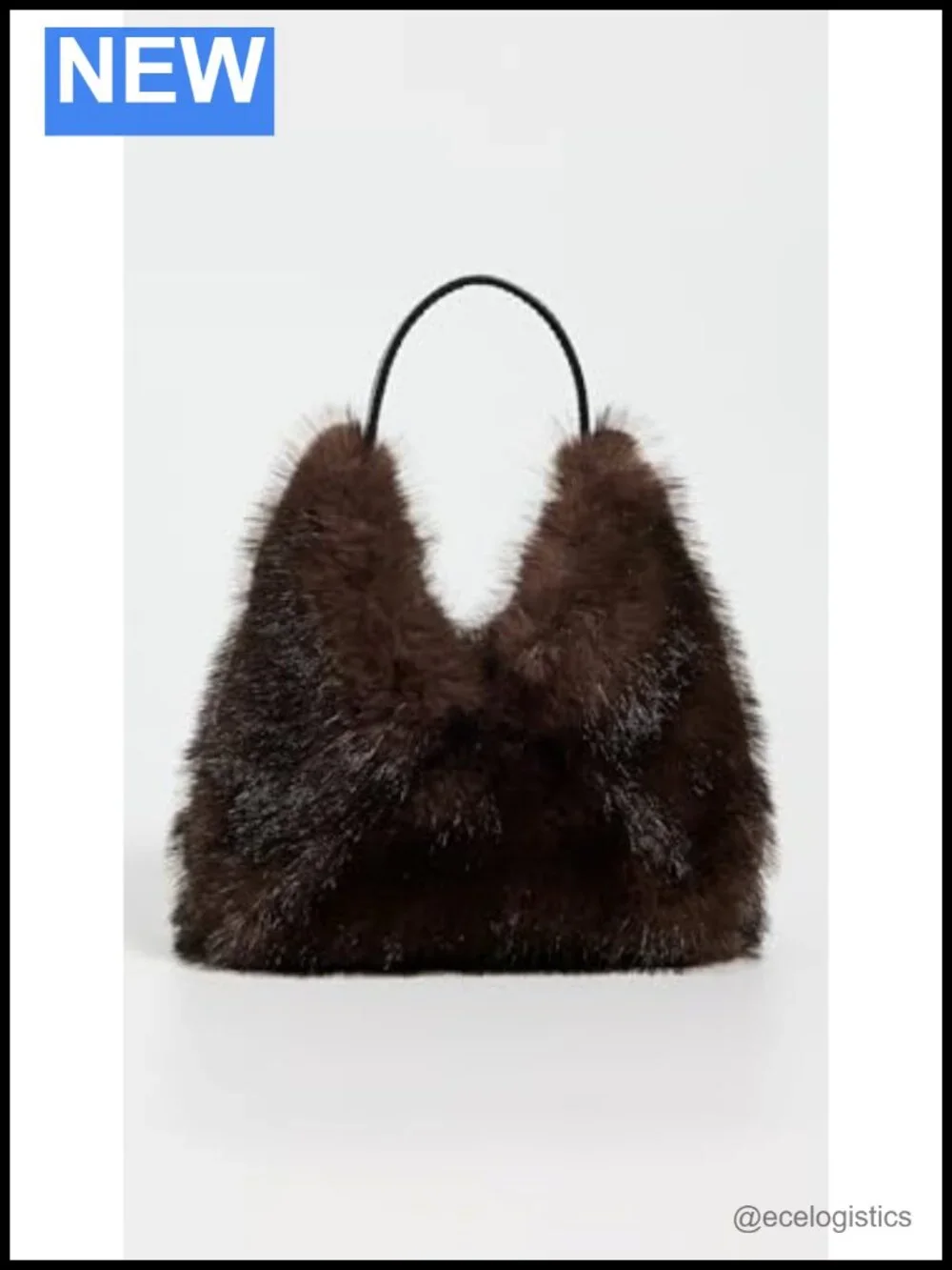 Faux Fur Top-Handle Satchel Bag with Leather Handle